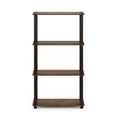 Furinno Turn-S-Tube 4-Tier Multipurpose Shelf Display Rack with Square Tube, Walnut/Brown