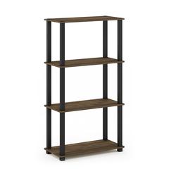 Furinno Turn-S-Tube 4-Tier Multipurpose Shelf Display Rack with Square Tube, Columbia Walnut/Black
