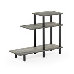 Furinno Turn-N-Tube 3-Tier Sofa Side Table, French Oak Grey/Black