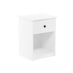 Furinno Lucca Nightstand with One Drawer, White