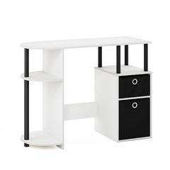 JAYA Simplistic Computer Study Desk with Bin Drawers, White/Black/Black