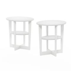 JAYA Oval End Table, White, Set of 2
