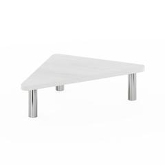 Furinno Turn-N-Tube Corner Monitor Riser Stand, White Oak, Stainless Steel Tubes