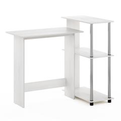 Furinno Abbott Corner Computer Desk with Bookshelf, White Oak/Stainless Steel