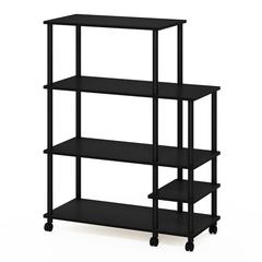 Furinno Turn-N-Tube 4-Tier Toolless Kitchen Wide Storage Shelf Cart, Americano/Black