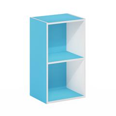Furinno Pasir 2-Tier Open Shelf Bookcase, Light Blue/White