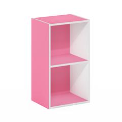 Furinno Pasir 2-Tier Open Shelf Bookcase, Pink/White