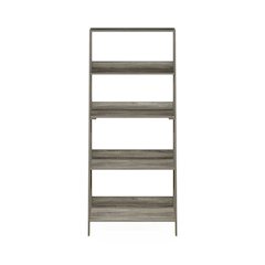 5-Tier Ladder Shelf, Bookshelf, Display Storage Shelves, Grey Oak