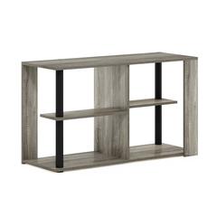 Romain Narrow Coffee Table with Shelves, French Oak/Black
