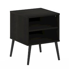 Claude Mid Century Style Nightstand with Wood Legs, Espresso