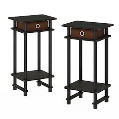 Turn-N-Tube Tall Nightstand with Bin, Espresso/Brown, Set of 2