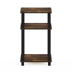 JUST Night Stnad, 3-Tier Nightstand Open Shelf, with Square Tube, Amber Pine
