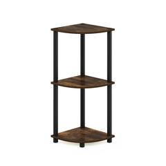 Furinno Turn-N-Tube 3-Tier Corner Display Rack Multipurpose Shelving Unit, Amber Pine/Black