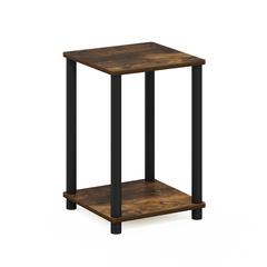 Amber Pine and Black Finish End Table with Modern Design