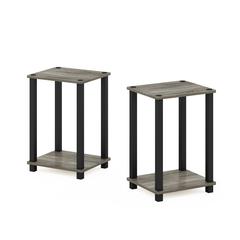 Furinno Simplistic End Table, Small, Set of 2, French Oak/Black