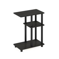 Furinno Turn-N-Tube C Shape Sofa Side Table, Espresso/Black