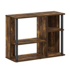 Furinno Classic TV Stand with Plastic Poles for TV up to 40-Inch, Amber Pine/Black
