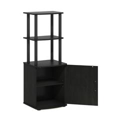 Furinno Turn-N-Tube 2-Tier Tall TV Entertainment Side Table Display Rack with Storage Cabinet, Blackwood/Black