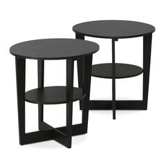 Round End Table, Set of Two, Walnut
