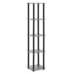 Turn-N-Tube 5-Tier Corner Square Rack Display Shelf, French Oak Grey/Black