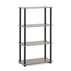 Turn-N-Tube 4-Tier Multipurpose Shelf Display Rack, French Oak Grey/Black