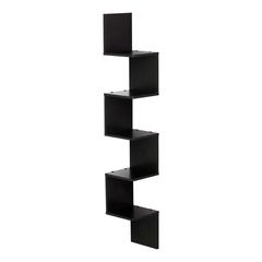 Furinno 5 Tier Wall Mount Floating Corner Square Shelf, Espresso