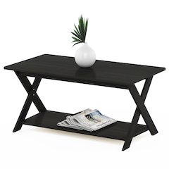 Furinno Modern Simplistic Criss-Crossed Coffee Table, Espresso