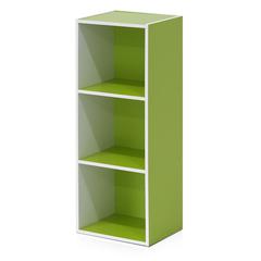 Furinno Luder 3-Tier Open Shelf Bookcase, White/Green