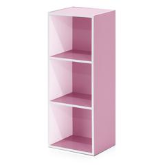Furinno Luder 3-Tier Open Shelf Bookcase, White/Pink