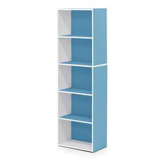 Furinno Luder 5-Tier Reversible Color Open Shelf Bookcase, White/Light Blue