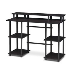 Furinno Turn-N-Tube Computer Desk with Top Shelf, Espresso/Black