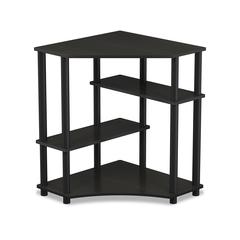 Turn-N-Tube Space Saving Corner Desk with Shelves, Espresso/Black