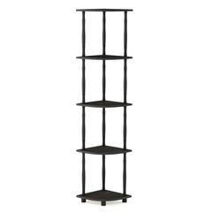Furinno Turn-N-Tube 5 Tier Corner Display Rack Multipurpose Shelving Unit with Classic Tubes, Espresso/Black