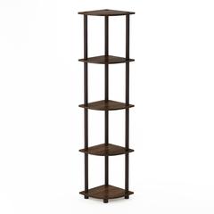 Furinno 99811 Turn-N-Tube 5 Tier Corner Display Rack Multipurpose Shelving Unit, Walnut/Brown