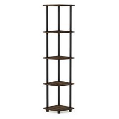 Furinno 99811 Turn-N-Tube 5 Tier Corner Display Rack Multipurpose Shelving Unit, Columbia Walnut/Black