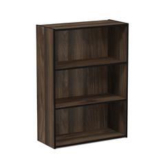 Furinno Pasir 3 Tier Open Shelf Bookcase, Columbia Walnut, 11208CWN