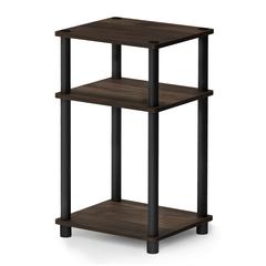 Furinno Just 3-Tier Turn-N-Tube End Table, Columbia Walnut/Brown, 11087CWN/BK