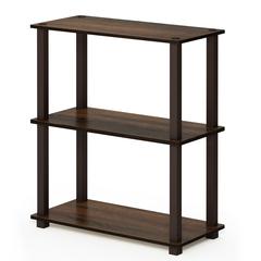 Furinno Turn-S-Tube 3-Tier Compact Multipurpose Shelf Display Rack with Square Tube, Walnut/Brown, 18025WN/BR
