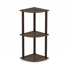 Furinno Turn-N-Tube 3-Tier Corner Display Rack Multipurpose Shelving Unit, Walnut/Brown, 12077WN/BR