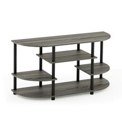 Furinno JAYA 15116 Simple Design Corner TV Stand, French Oak Grey/Black