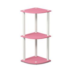 Furinno Turn-N-Tube 3-Tier Reversible Corner Display Rack Multipurpose Shelving Unit, Pink/White, 12077PI/WH
