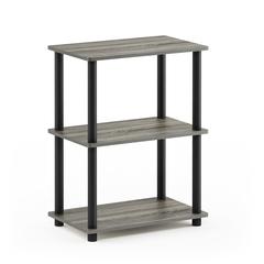 Furinno Turn-N-Tube No Tool 3-Tier Storage Shelf, French Oak Grey/Black