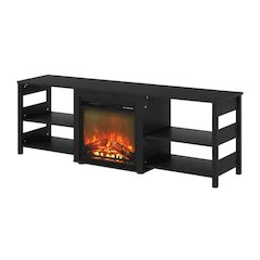 Americano Wood TV Stand with Fireplace and Open Storage