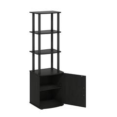 Furinno Turn-N-Tube 3-Tier Tall TV Entertainment Side Table Display Rack with Storage Cabinet, Blackwood/Black