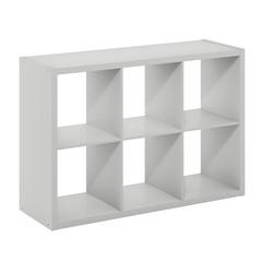 Furinno Cubicle Open Back Decorative Cube Storage Organizer, 6-Cube, Light Grey