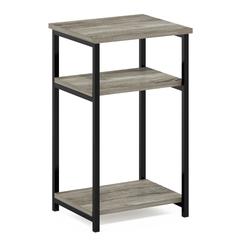 Furinno Just 3-Tier Industrial Metal Frame End Table with Storage Shelves, 1-Pack, French Oak