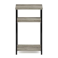 JUST Night Stand, 3-Tier Metal Frame End Table with Open Shelf, French Oak