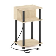 Just 3-Tier Turn-N-Tube Open Storage End Table, Bauhaus Oak/Black