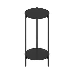 Besi 2-Tier Modern Tall Round Side End Table with Sturdy Metal Legs, Americano