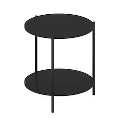 BESI Night Stand, 2-Tier Wide Round, Side Table, Americano